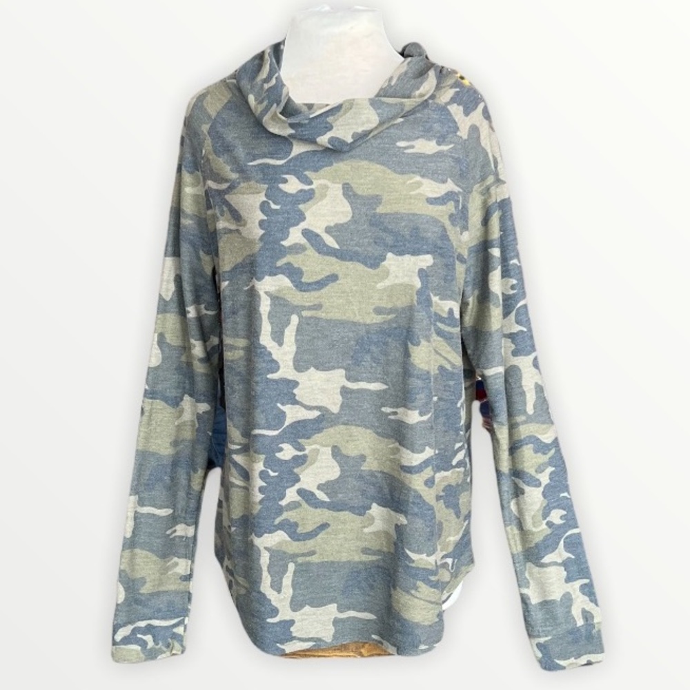 Camouflage Cowl Neck Tunic Green